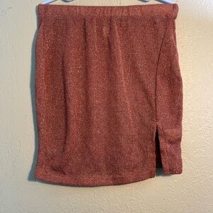 Red Mini Pencil Skirt with Slit for Casual Wear Sparkly Y2K Vintage SZ S Shiny